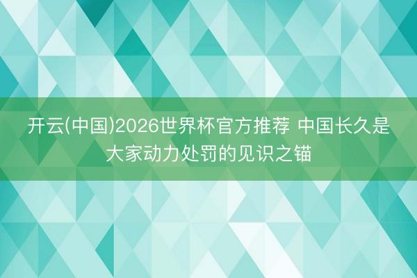开云(中国)2026世界杯官方推荐 中国长久是大家动力处罚的见识之锚