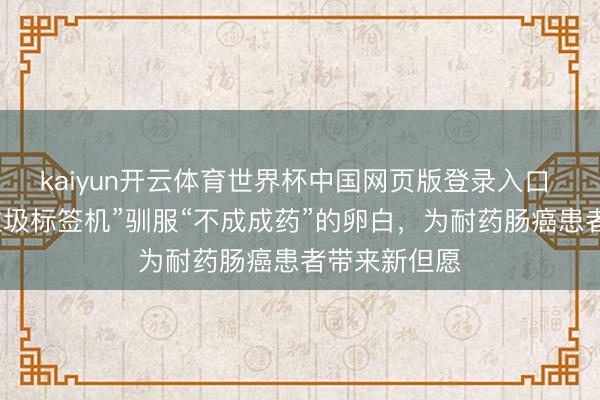 kaiyun开云体育世界杯中国网页版登录入口 科学家用“垃圾标签机”驯服“不成成药”的卵白，为耐药肠癌患者带来新但愿