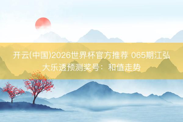 开云(中国)2026世界杯官方推荐 065期江弘大乐透预测奖号:和值走势