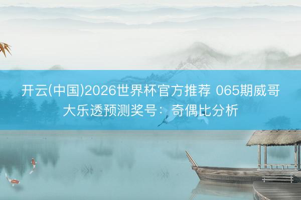 开云(中国)2026世界杯官方推荐 065期威哥大乐透预测奖号：奇偶比分析