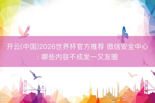 开云(中国)2026世界杯官方推荐 微信安全中心: 哪些内容不成发一又友圈